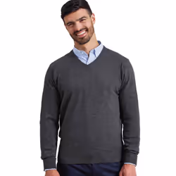 Premier Mens Knitted Cotton Acrylic V Neck Sweatshirt - 5XL, Charcoal