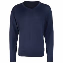 Premier Mens Knitted Cotton Acrylic V Neck Sweatshirt - 5XL, Navy