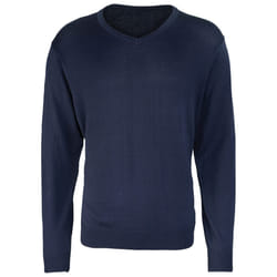 Premier Mens Knitted Cotton Acrylic V Neck Sweatshirt - 5XL, Navy