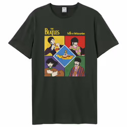Amplified Unisex Adult Yellow Submarine Shapes The Beatles T-Shirt - 3XL, Charcoal