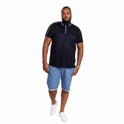 Duke Mens D555 Sussex Tipped Jersey Contrast Piping Kingsize Polo Shirt - 5XL, Dark Navy