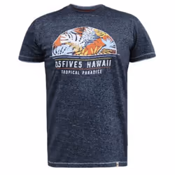 Duke Mens D555 Upton Hawaii Leaf Print Kingsize T-Shirt - 4XL, Navy Twist