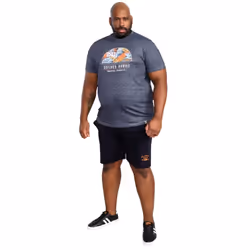 Duke Mens D555 Upton Hawaii Leaf Print Kingsize T-Shirt - 4XL, Navy Twist