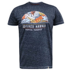 Duke Mens D555 Upton Hawaii Leaf Print Kingsize T-Shirt - 5XL, Navy Twist