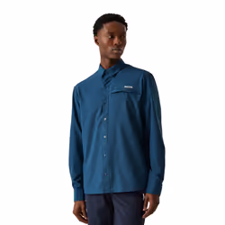 Regatta Mens Checked Packaway Long-Sleeved Travel Shirt - 3XL, Moonlight Denim