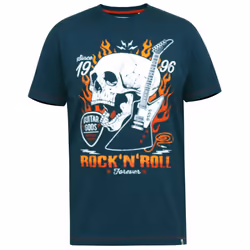 Duke Mens Neal D555 Skull Crew Neck Kingsize T-Shirt - 4XL, Navy