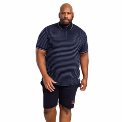Duke Mens D555 Rosemary Stripe Jersey Woven Kingsize Polo Shirt - XXL, Navy/Teal