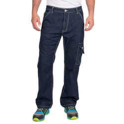 Goodyear Mens Denim Stretch Cargo Trousers - 30R, Navy