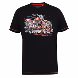 Duke Mens D555 Lorne Motorbike Crew Neck Kingsize T-Shirt - XXL, Washed Black