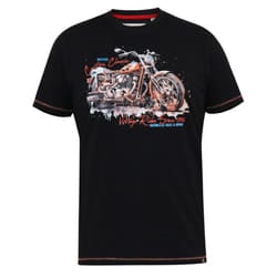 Duke Mens D555 Lorne Motorbike Crew Neck Kingsize T-Shirt - XXL, Washed Black