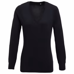 Premier Womens/Ladies Knitted Cotton Acrylic V Neck Sweatshirt - 20 UK, Charcoal