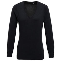 Premier Womens/Ladies Knitted Cotton Acrylic V Neck Sweatshirt - 20 UK, Charcoal