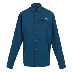 Regatta Mens Checked Packaway Long-Sleeved Travel Shirt - S, Moonlight Denim