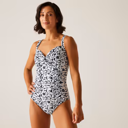 Regatta Womens/Ladies Sakari Large Floral Tummy Control One Piece Swimsuit - 18 UK, Navy/White
