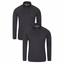 Mountain Warehouse Mens Talus Base Layer Top (Pack of 2) - XXL, Black