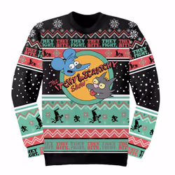 The Simpsons Unisex Adult Itchy And Scratchy Show Knitted Jumper - XXL, Multicoloured