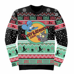 The Simpsons Unisex Adult Itchy And Scratchy Show Knitted Jumper - XXL, Multicoloured