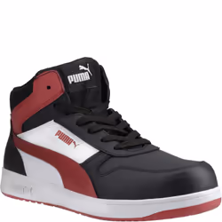 Puma Safety Mens Frontcourt Leather Shoes - 3 UK, Black/Red