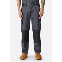 Dickies Mens Plain Work Trousers - 40L, Black/Slate Grey