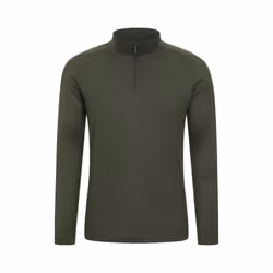 Mountain Warehouse Mens Talus Zip Neck Long-Sleeved Thermal Top - 3XL, Khaki Green