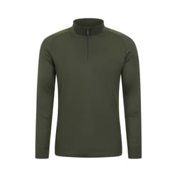 Mountain Warehouse Mens Talus Zip Neck Long-Sleeved Thermal Top - 3XL, Khaki Green