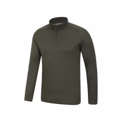 Mountain Warehouse Mens Talus Zip Neck Long-Sleeved Thermal Top - XXL, Khaki Green