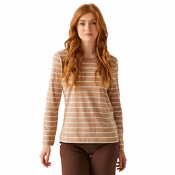Regatta Womens/Ladies Federica II Stripe Long-Sleeved T-Shirt - 20 UK, Warm Taupe/Light Vanilla