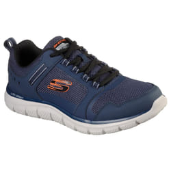 Skechers Mens Track Knockhill Action Leather Trainers - 10 UK, Navy/Orange