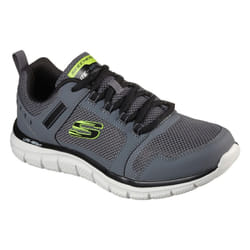 Skechers Mens Track Knockhill Action Leather Trainers - 8 UK, Charcoal/Black