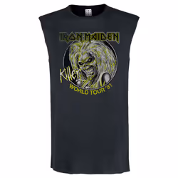 Amplified Mens Killer Tour 81 Iron Maiden Sleeveless Tank Top - S, Charcoal