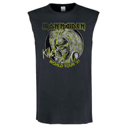Amplified Mens Killer Tour 81 Iron Maiden Sleeveless Tank Top - S, Charcoal