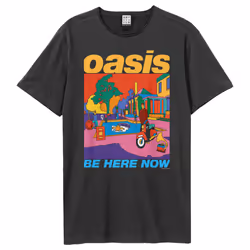 Amplified Unisex Adult Be Here Now Oasis T-Shirt - XS, Charcoal