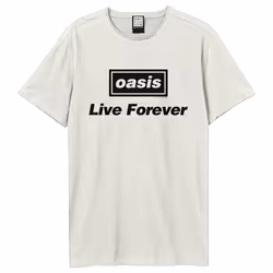 Amplified Unisex Adult Live Forever Oasis T-Shirt - L, Vintage White