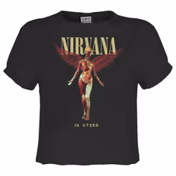 Amplified Womens/Ladies In Utero Nirvana Crop T-Shirt - S, Charcoal