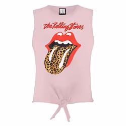 Amplified Womens/Ladies Leopard Tongue The Rolling Stones Sleeveless Tank Top - XL, Pink