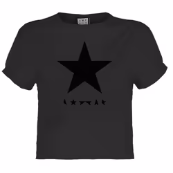 Amplified Womens/Ladies Black Star David Bowie Crop T-Shirt - XXL, Charcoal