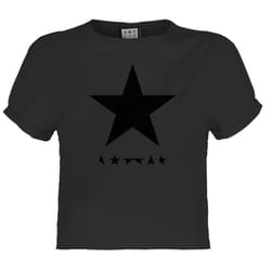 Amplified Womens/Ladies Black Star David Bowie Crop T-Shirt - XXL, Charcoal