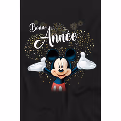 Disney Childrens/Kids French Mickey Mouse Fireworks New Year T-Shirt - 7-8 Years, Black
