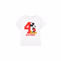 Disney Childrens/Kids Mickey Mouse 4th Birthday T-Shirt - 3-4 Years, White