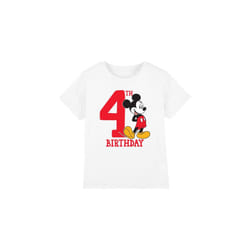 Disney Childrens/Kids Mickey Mouse 4th Birthday T-Shirt - 3-4 Years, White