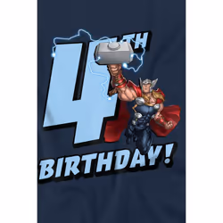 Thor Childrens/Kids 4th Birthday T-Shirt - 5-6 Years, Navy