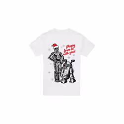 Star Wars Mens Merry Christmas Droids T-Shirt - M, White