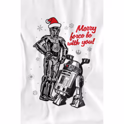 Star Wars Mens Merry Christmas Droids T-Shirt - M, White