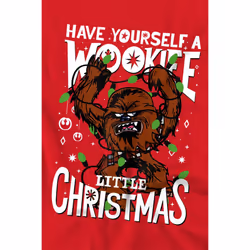 Star Wars Mens A Wookie Little Christmas T-Shirt - XL, Red