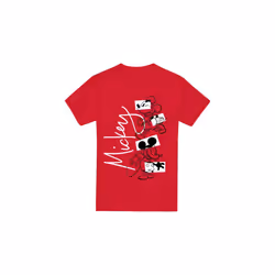 Disney Mens Mickey Mouse Geometric Shapes T-Shirt - M, Red