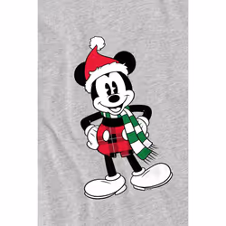 Disney Mens Mickey Mouse Tartan Christmas T-Shirt - XXL, Sport Heather