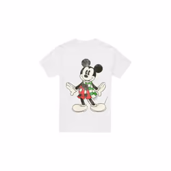 Disney Mens Mickey Mouse Retro Scarf Christmas T-Shirt - XXL, White