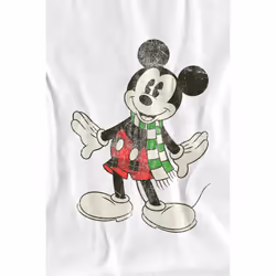 Disney Mens Mickey Mouse Retro Scarf Christmas T-Shirt - XXL, White