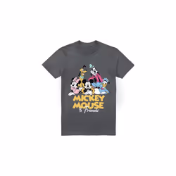 Disney Mens Mickey Mouse Friends T-Shirt - S, Charcoal