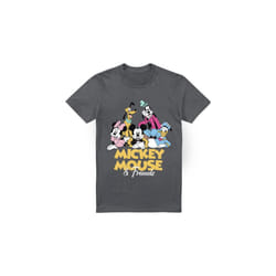 Disney Mens Mickey Mouse Friends T-Shirt - S, Charcoal